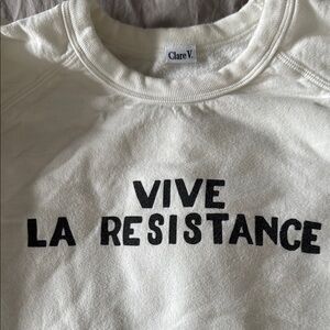 Clare V. White Sweatshirt with Black Text